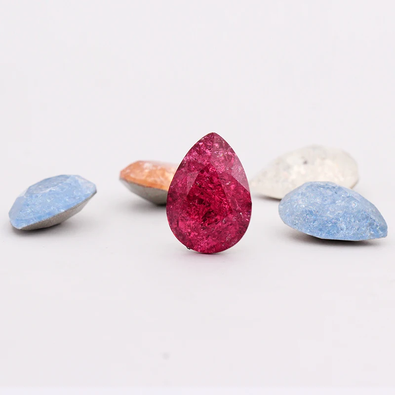 

New Crystal ice color glass Crystal Accessories for clothing Crystal water drop tear drop Pointback rhinestone dress decorations