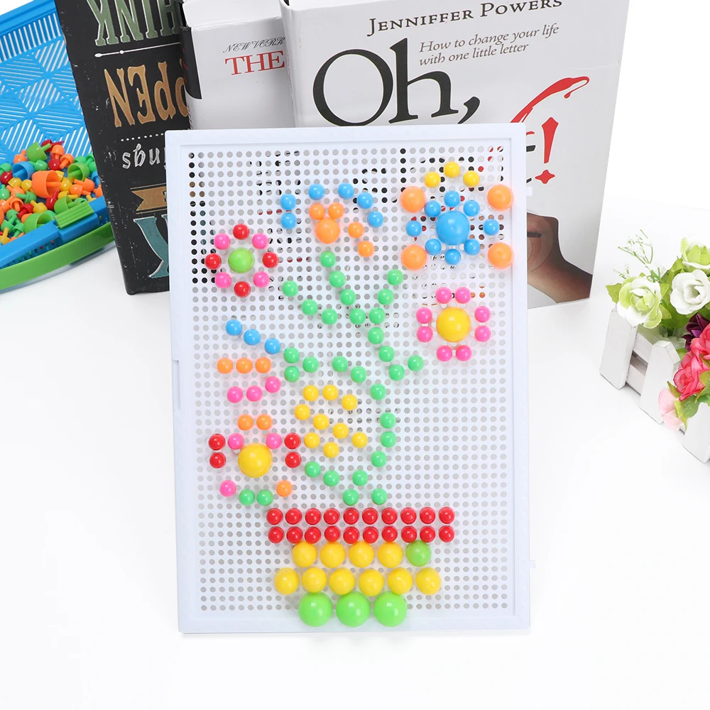 

Funny DIY Kids Creative Mosaic Puzzle Peg Board 296 Pegs Early Educational Toys Puzzle Toy