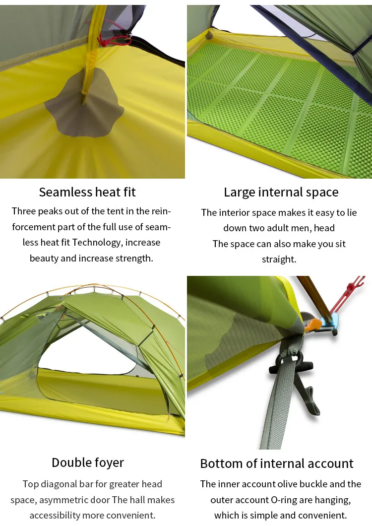 3F UL GEAR Tai Chi 2 Сверхлегкая палатка для 2 человек 3-4 сезонная палатка 15D нейлоновая тканевая двухслойная водонепроницаемая палатка