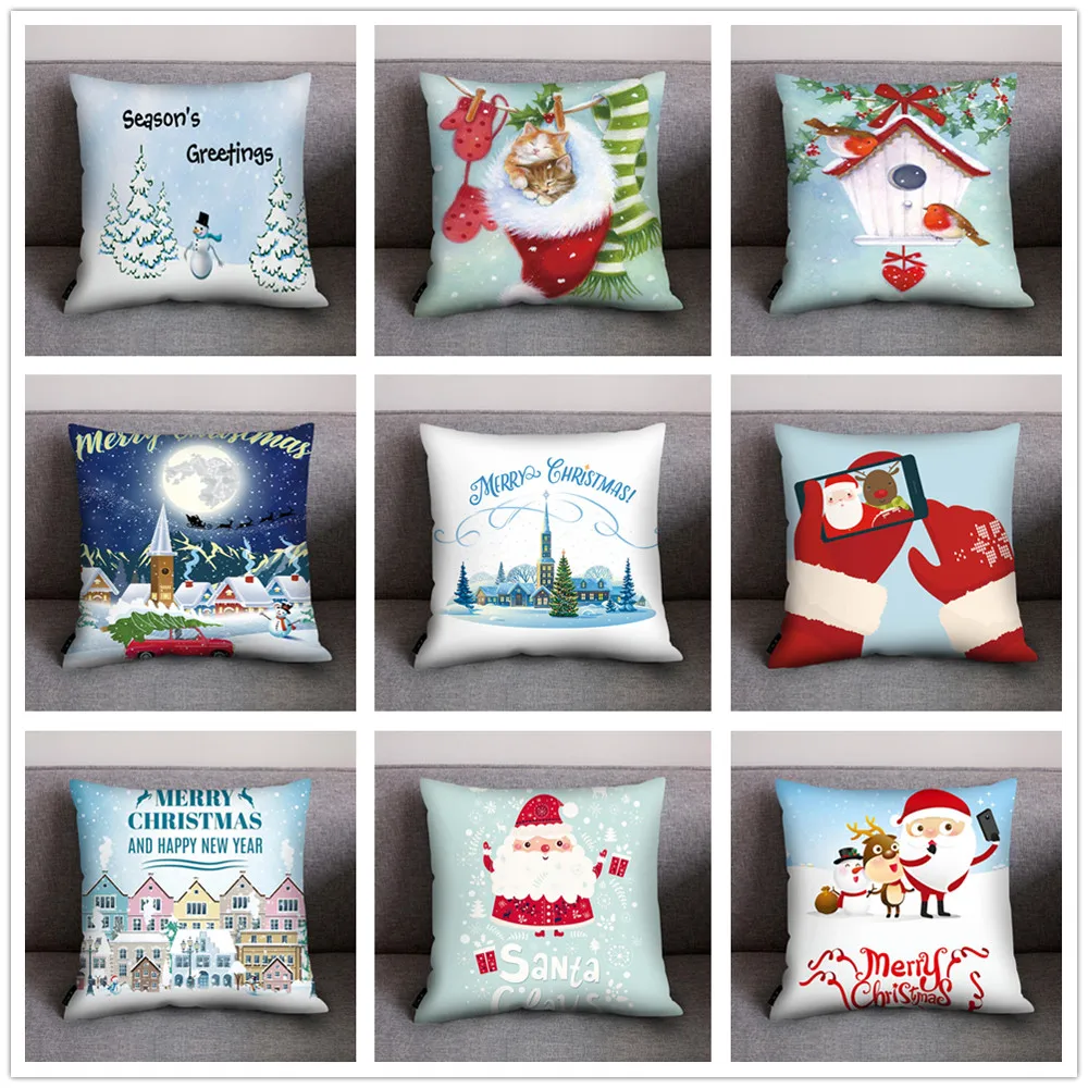 

Printed Living Room christmas decorations For Home Print Pillow Case Polyester Sofa Car Cushion Cover Home Decor USPS