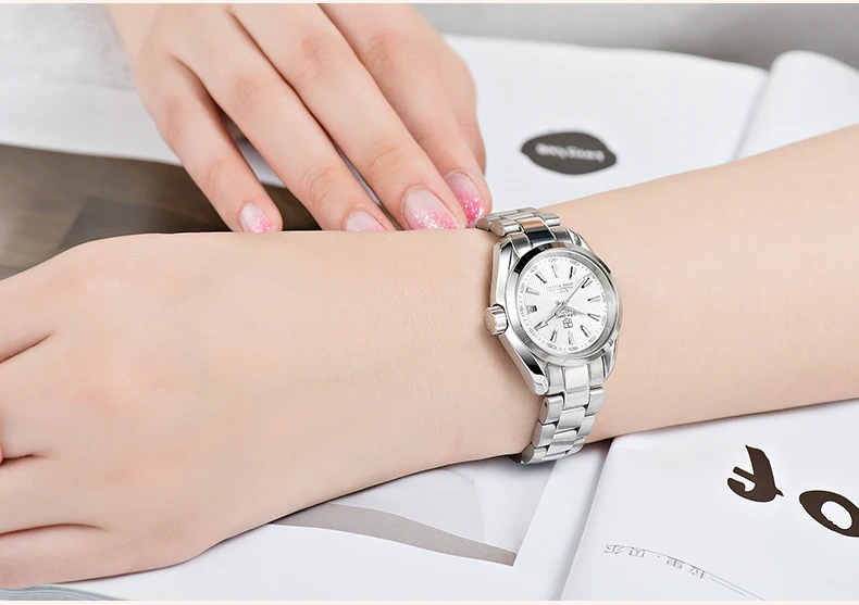 SEKARO бизнес роскошные женские часы Стальные водонепроницаемые часы женские автоматические механические часы с календарем Relogio Feminino для подарка