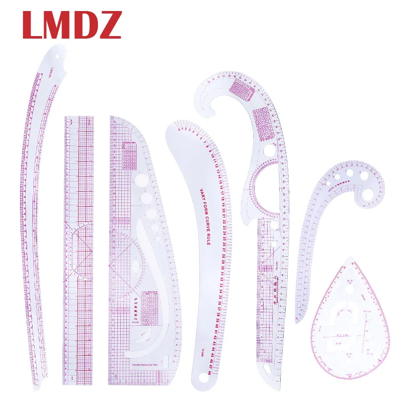 LMDZ 7Pcs/Set Multi function Dressmaker Sample Ruler Metric Curve