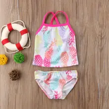 Новые очаровательные детские костюмы из двух предметов с принтом ананаса для маленьких девочек купальный костюм Пляжная летняя одежда для бассейна