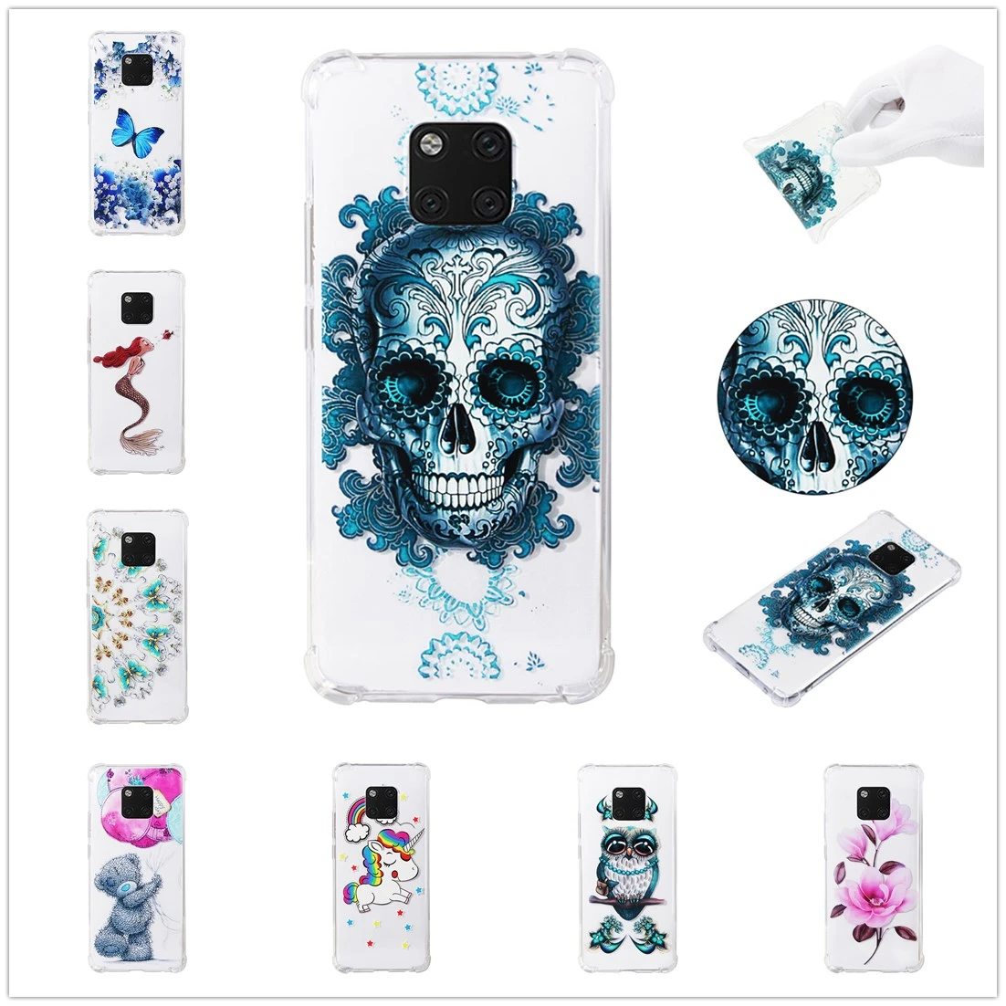 

For Huawei P20 P10 Lite Case Unicorn Hoesje for Huawei Mate 20 10 Pro lite Lovely Transparent Tpu Shell Huawei P20 Pro Pansy Cas