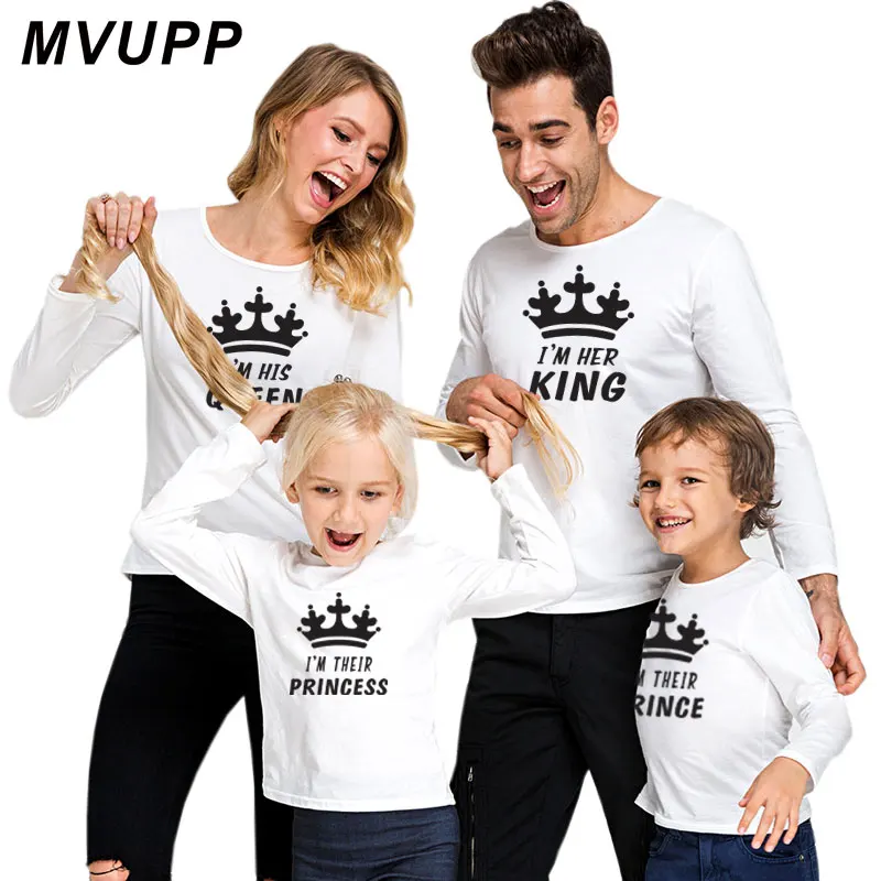

family matching clothes daddy mommy and me t shirt look father son mother daughter outfits clothing mom baby girl crown mum nmd