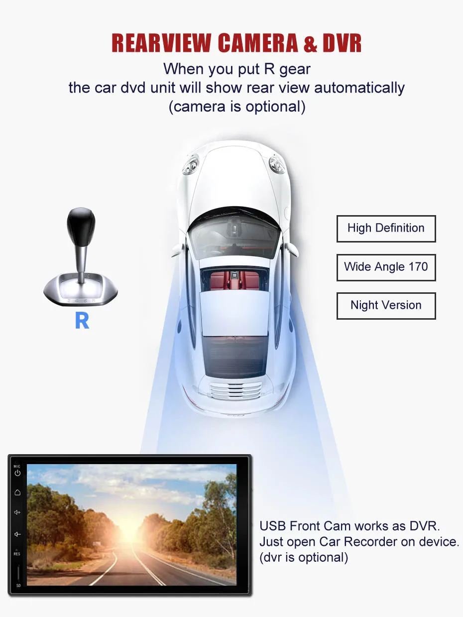 Clearance KANOR Quad Core RAM 2G ROM 16G 2 Din Android 8.1 Universal Car Audio Stereo Radio With GPS WiFi GPS Navigation Video Head Unit 5