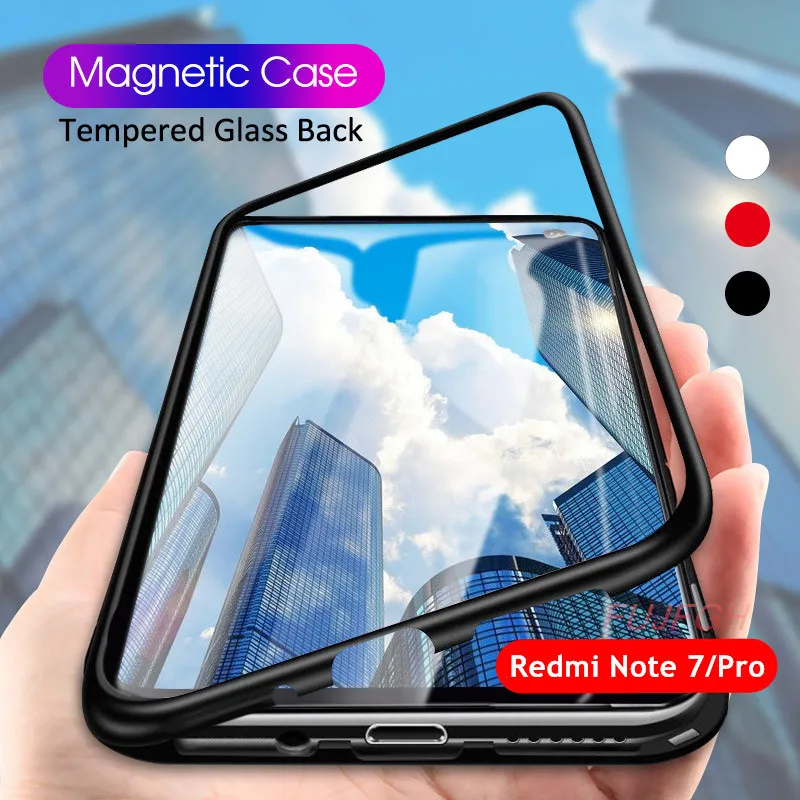 

Metal Magnetic Adsorption Case For Xiaomi 9 8 SE Mi 8 Lite F1 Redmi 7 6A 6X Note 7 6 5 Pro Tempered Glass Back Magnet Case Cover