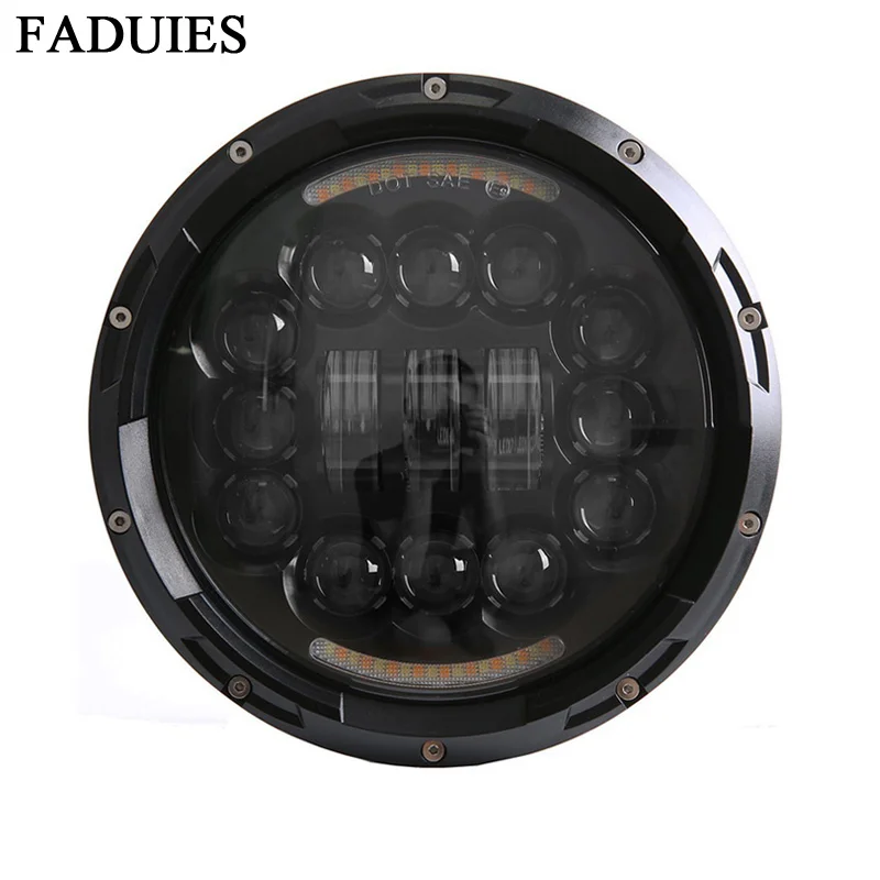 FADUIES 7 inch Round White Halo Ring Angle Eye DRL LED Headlights Driving Lamp For Motorcycle |