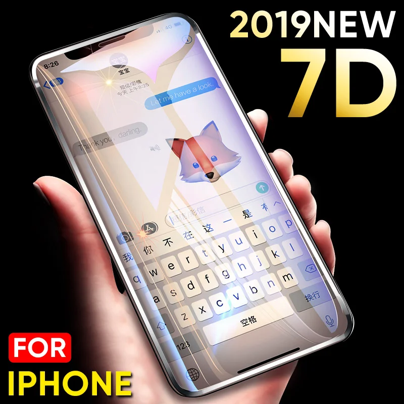 Goedkoop 7D Gehard Glas Op De Voor iPhone 6 6 s 7 8 Plus Volledige Aluminium Screen Protector Beschermende Voor iPhone X 8 5 SE 5 s Glas