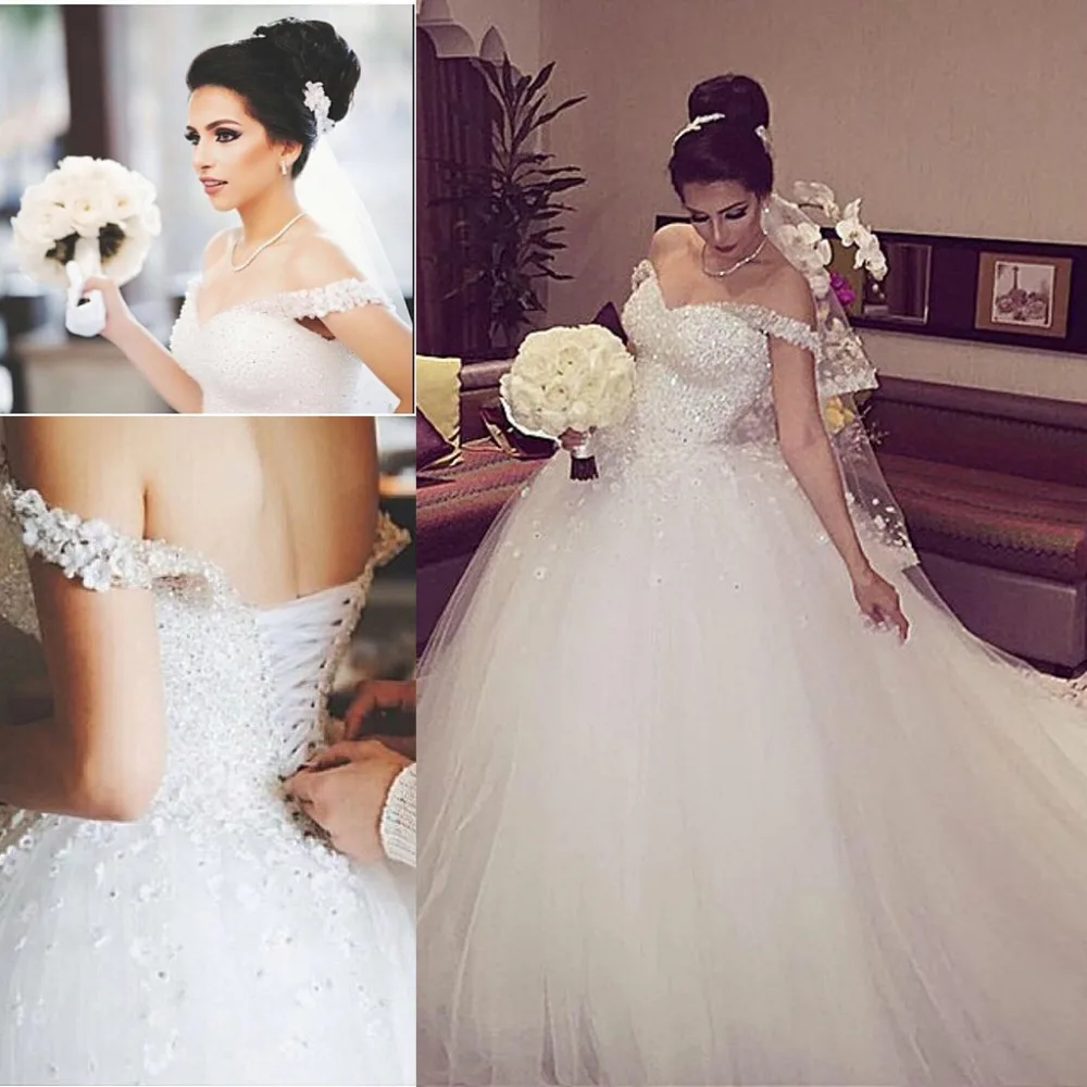Aliexpress Com Buy Sparkly Dubai Wedding Dress With Beading