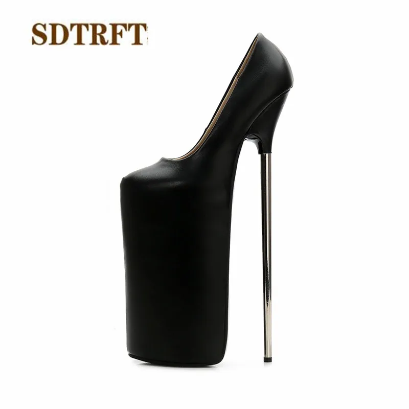 SDTRFT/zapatos mujer; свадебные туфли на платформе и высоком тонком каблуке 30 см; женские пикантные туфли-лодочки для трансвеститов; sapato feminino; большие размеры 36-45, 46 - Цвет: Черный