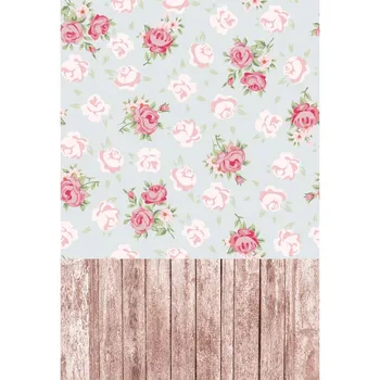 

TR Photography Background Wall Pink Flower Backgrounds Wooden Floor Baby Princess fabric Computer Printed Photography backdrops