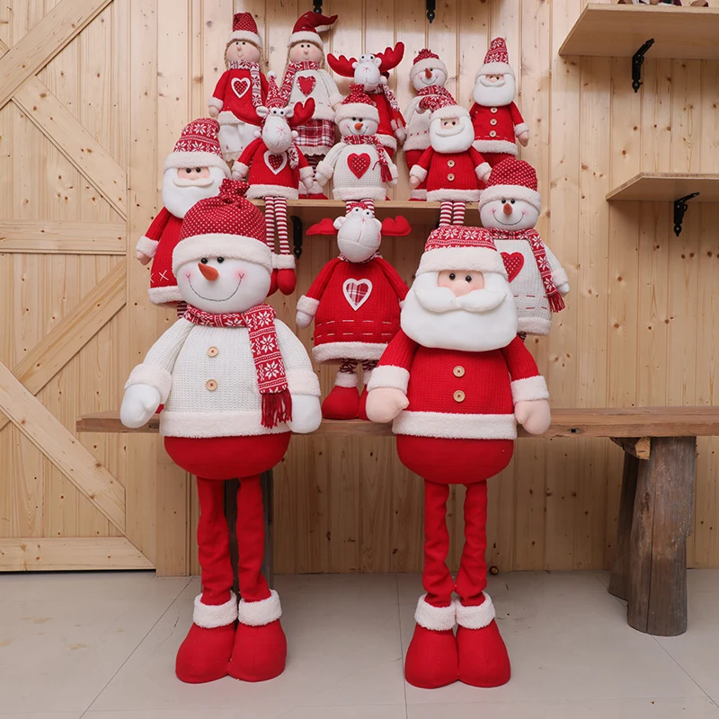 

Big Size Retractable Red Christmas Dolls New Year Standing Santa Claus Snowman Elk Xmas Decorations Toy Christmas Tree Ornaments