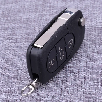 

CITALL 3 Button Remote Key Shell Fob Case Blade Flip Fit for Audi A4 A6 A8 S4 S8 TT Quattro Lock/Unlock/Trunk Black Plastic