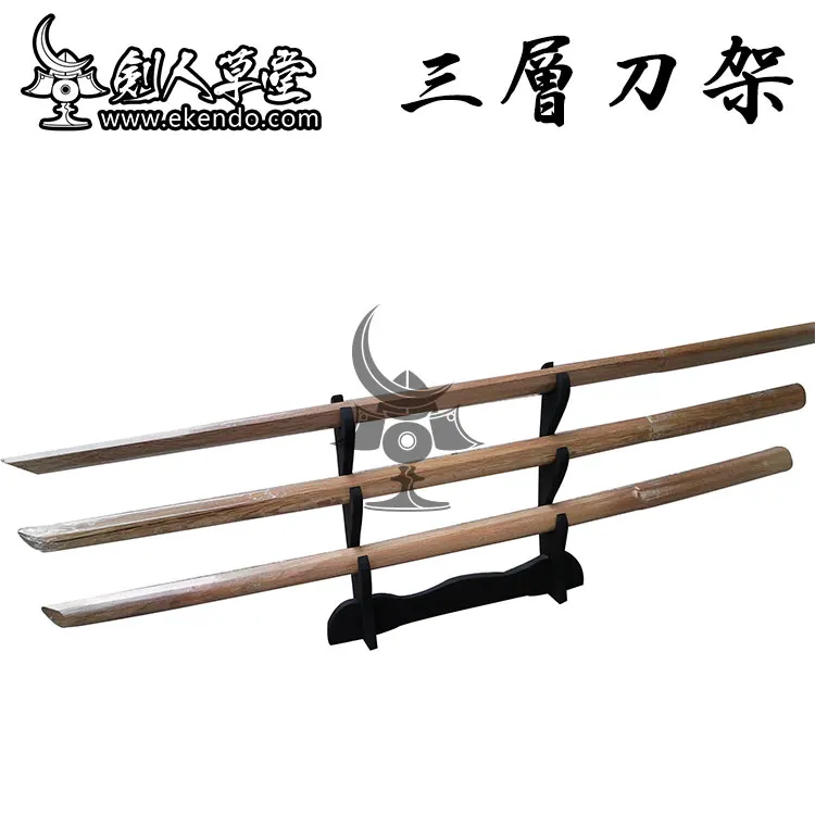 

-IKENDO.NET- simple 3 Tier Black KATANA BOKKEN SHINAI STAND - KATANA BOKKEN SHINAI STAND with three levels