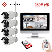 960P 4CH Беспроводной NVR комплект с 1" ЖК-монитором экран Wifi CCTV система 1.3MP IP камера Открытый P2P безопасности комплект наблюдения