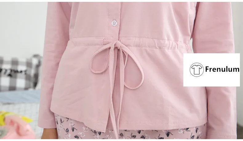 Розовая пижама для беременных, полный рукав, кормление грудью, пижамы для беременных женщин, Послеродовая одежда