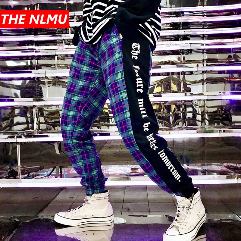 

Mens Plaid Harem Pants Joggers Sweatpant 2019 Spring Men Hip Hop Casual Track Pants Male Fashion Streetwear White Trousers WG125