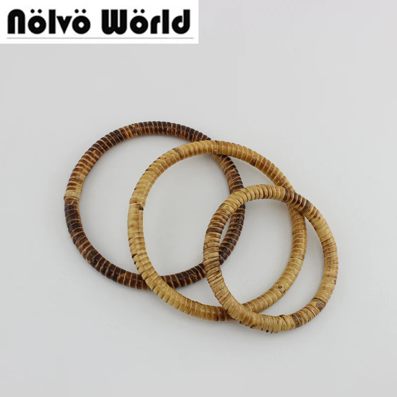

2 pairs=4 pieces,11cm, 15cm Braided Rounden Rattan Handles for purse,Female diy bags handbags Rattan Circle Handle crafts