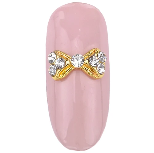 10 серебристого цвета элегантный банк с кристаллами золотые металлические украшения для ногтей 3d банты для ногтей Y65~ 72 - Цвет: Y69