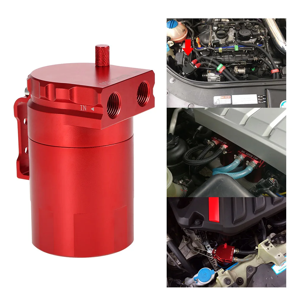 

Universal Baffled Oil Catch Can Tank Reservoir with 10mm / 14mm Fittings and Oil Dipstick
