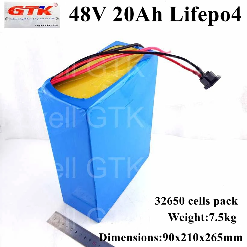 GTK High 48V 20AH LiFePO4 battery 48v 2000w electric bike battery pack power accu 32650 cell 45A BMS + quick 58.4v 5A charger (5)