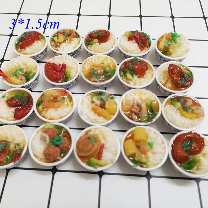 Pretend Food Toys Doll House Toys 2pcs Miniature Dollhouse 1:6 scale Chinese Rice Mini Chinses Cuisine Dessert Noodles For 1/6 Doll Accessories