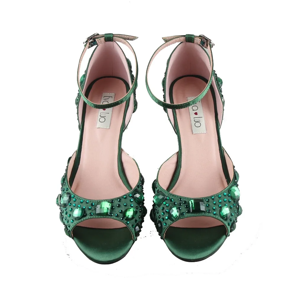 dark green low heel shoes