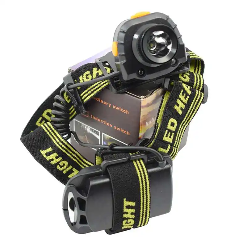 

IR Sensor Headlamp R3 LED Headlight Inductive Forehead Light Frontal Flashlight 3 Modes Running Head Torch Lamp by AAA Battery