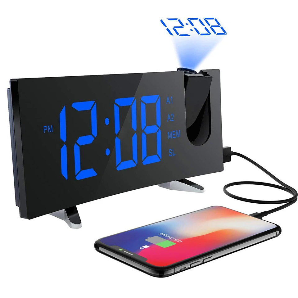 Alarm Clock With Large LED Dimmable Screen Clock 12/24 Hour Digital Alarm Clock FM Radio Sleep