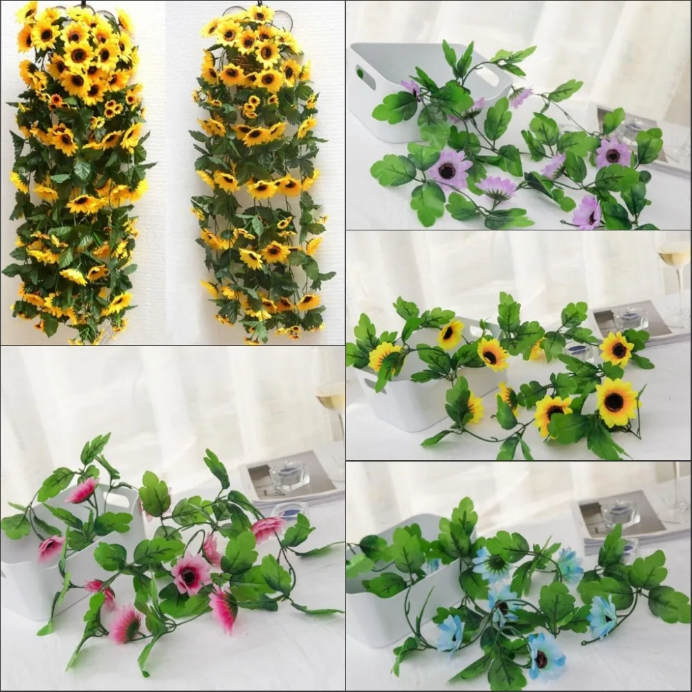 Artificial Sunflower Garland Flower Vine Wedding Floral Arch Home Decor