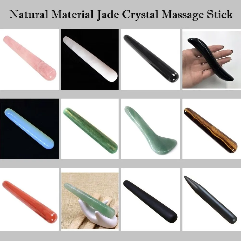 

Natural Rose Quartz Jade Crystal Healing Massage Wand Face Facial Beauty Health Care Thin Dredge The Meridian Acupoint Massager