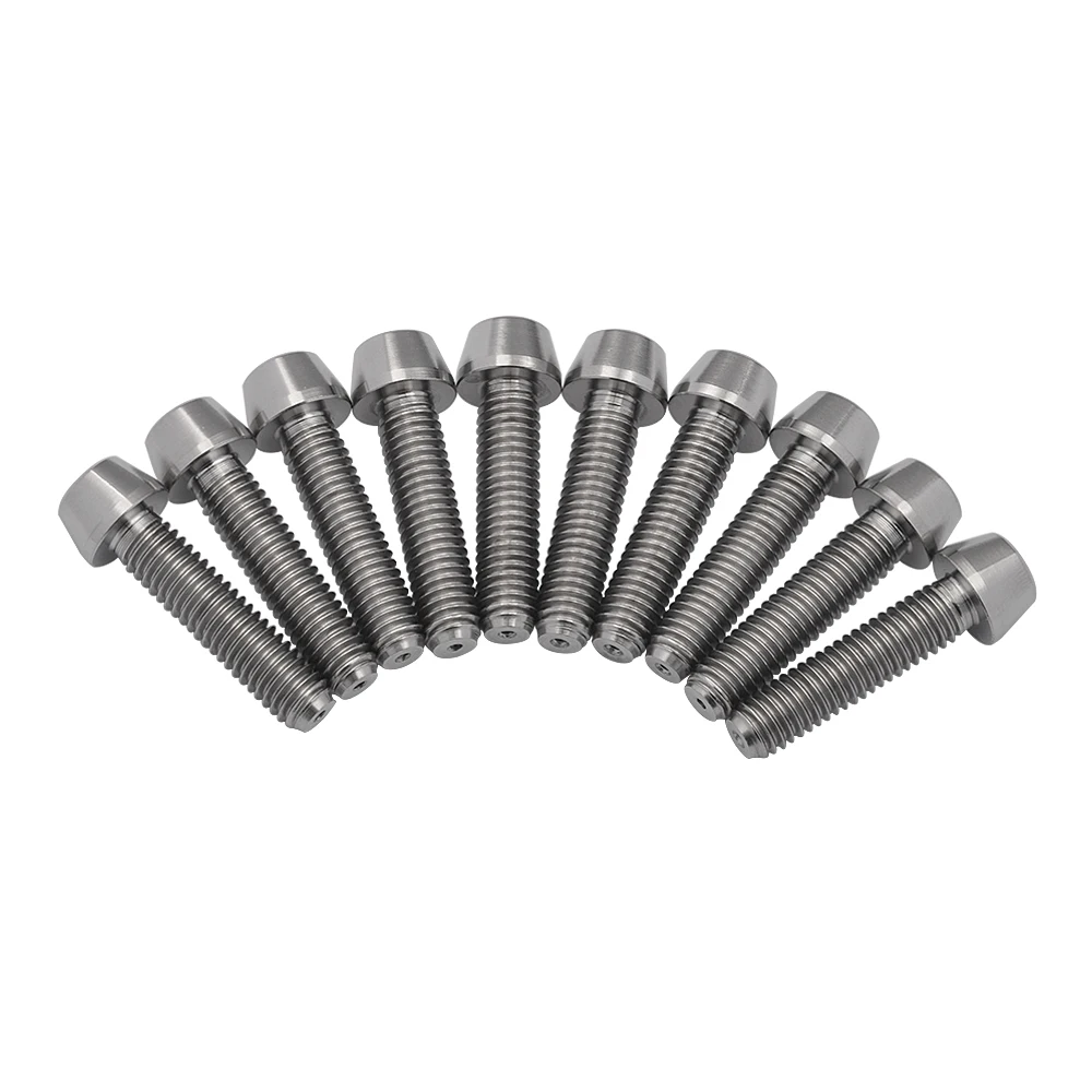 M6x25 Titanium Ti Black Bike Tapered Conical Allen Hex Head Bolts Fastener 6PCS