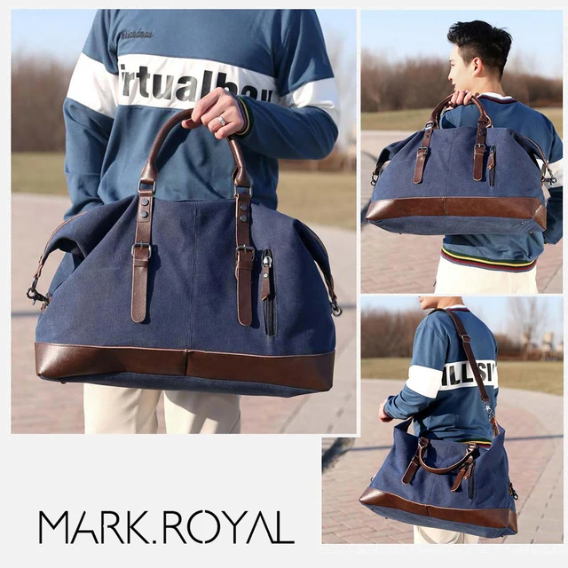 MARKROYAL Canvas Leather Men Travel Bags Carry On Luggage Bag Men Duffel Bag Handbag Travel Tote Large Weekend Bag Dropshipping 2