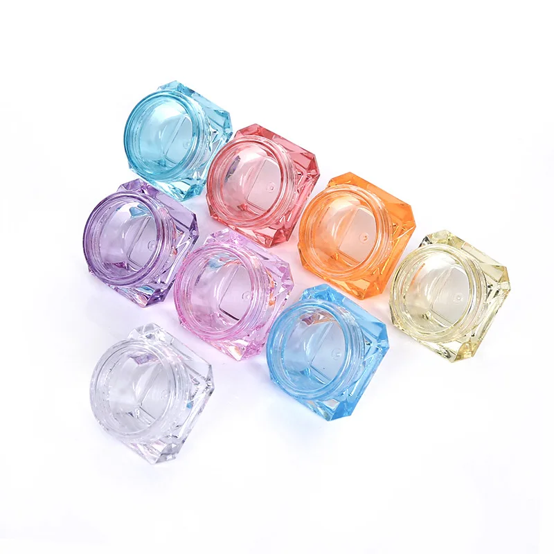 3g пустая пластиковая для косметики баночка для косметики горшки смешанных цветов Алмазный контейнер для образцов бутылки бальзам для губ контейнер для хранения