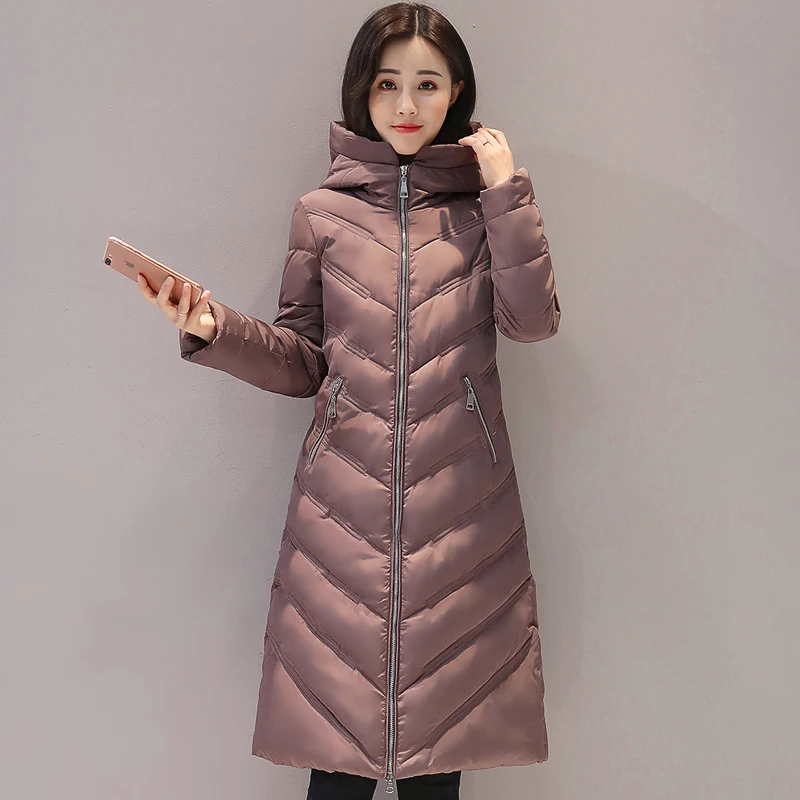 Nice Long Hooded Women Winter Coat Big Size 2XL Cotton