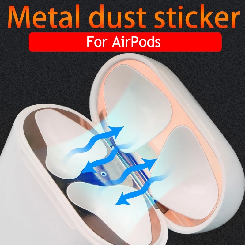 Metal Dust Guard Sticker For Apple AirPods Case Cover Plating Protective Skin Chip Earphone Etui Coque Stofbeschermingssticker Metal Dust Guard Sticker For Apple AirPods Case Cover Plating Protective Skin Chip Earphone Etui Coque Stofbeschermingssticker