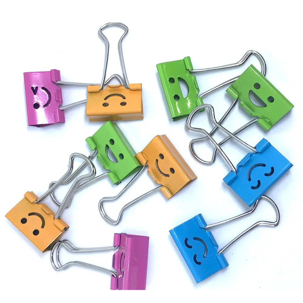 

10PCS Common Smile Cute Binder Clips For Home Office Books File Paper Organizer 19mm(w)*37mm(L)