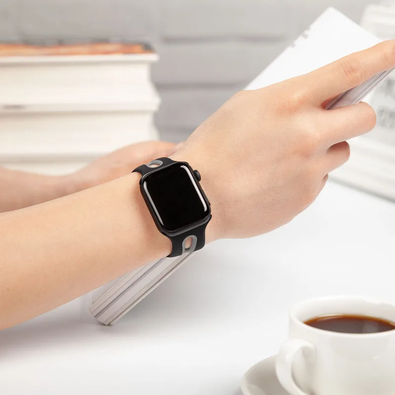 Ремешок для наручных часов для Apple Watch, ремешок 42 мм, 38 мм, Версия 44 мм 40 мм ремешок силиконовых наручных часов Iwatch, ленты для наручных часов Apple Watch, Series4/3/2/1 81003