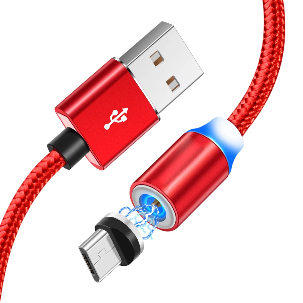 Магнитный кабель Micro USB для iPhone samsung oneplus 6t type-c, быстрая зарядка, магнитное зарядное устройство, usb type C, кабели для мобильных телефонов - Цвет: Красный