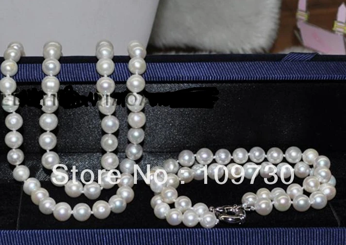 

Jewelry 00563 AA 7-8mm 2lines freshwater cultured pearl Set Necklace & Bracelet (A0516)