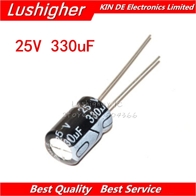 50PCS 25V330UF 8*12mm 330UF 25V 8x12 mm Aluminum Electrolytic Capacitor DIP | Электронные компоненты и