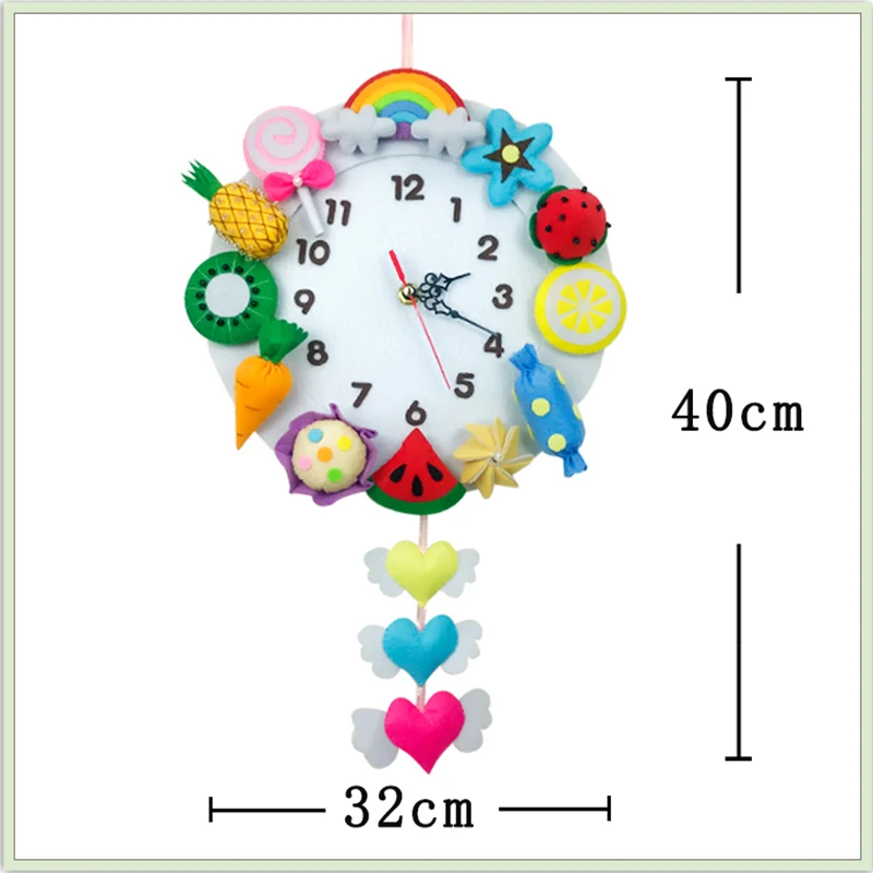 Новые войлочные настенные часы резка фрукты и овощи тема ткани ручной работы часы для детей декор в спальню Войлок diy упаковка