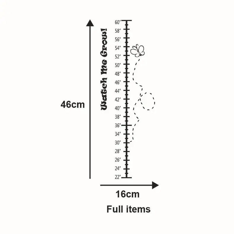 1 шт черный резной стикер высота Бабочки маленький для детской комнаты спальня высота метр стикер s домашний Декор 16*46 см(22-60 дюймов