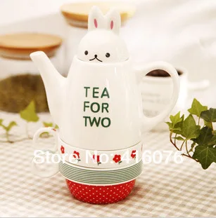 Free Shipping Tea For Two Lovely Rabbit Ceramic Pot With Tea For Two Lovely Rabbit Ceramic Pot With Cups