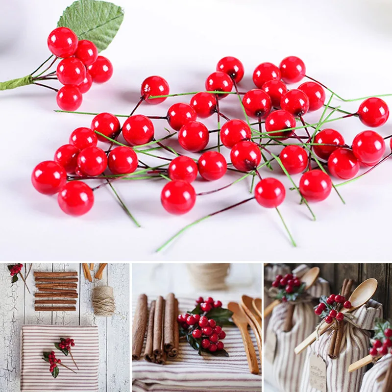 100 шт. симуляция вишни небольшой красных фруктов пены DIY Рождественская елка