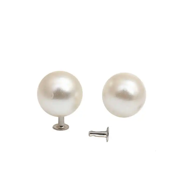 

DoreenBeads Acrylic Garment Rivets Imitation Pearl Round White Bag Hat Deco Scrapbooking Embellishment 8mm Dia. 5*4mm 10PCs
