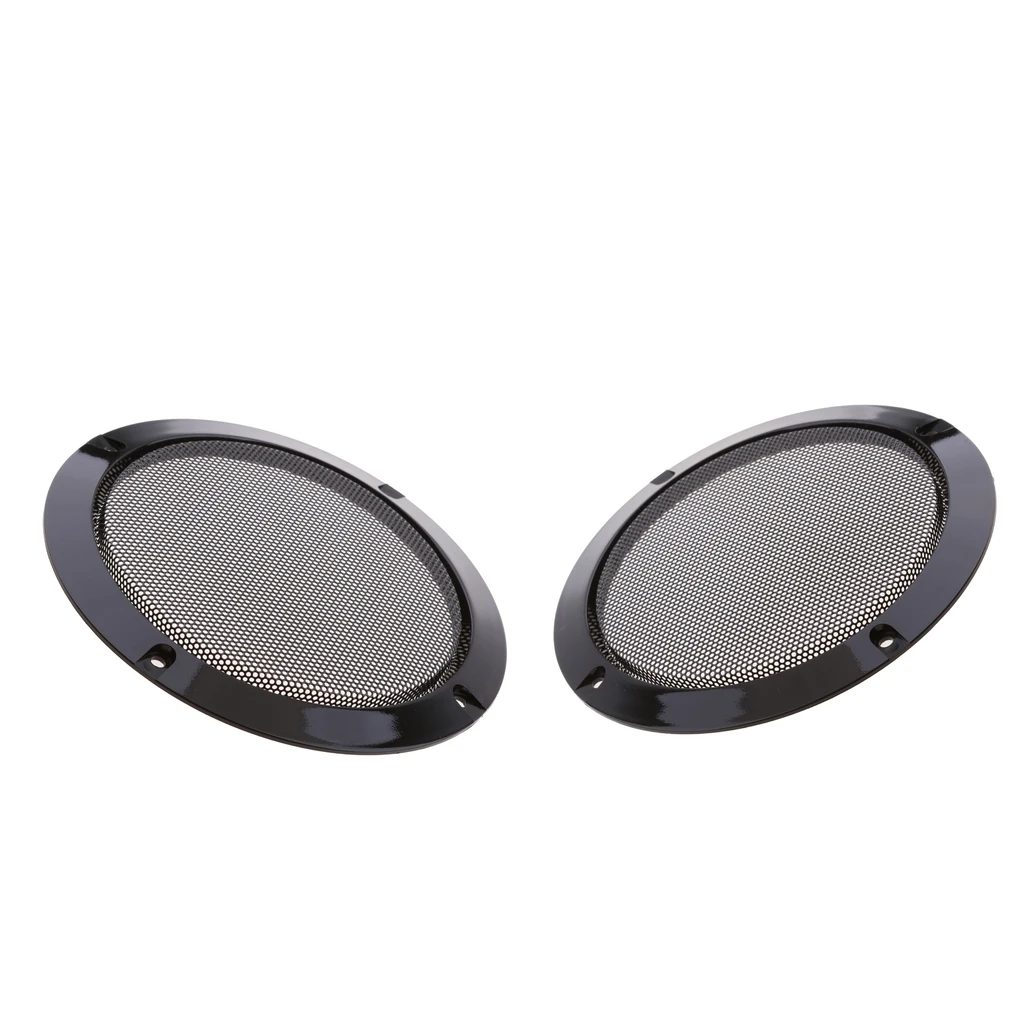 2 Pieces 6.5 Inch Speaker Grills Cover Case with 8pcs Screws for Speaker Mounting Home Audio DIY 184mm Outer Diameter Black