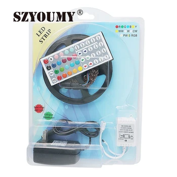 

SZYOUMY 2835 SMD RGB LED Strip Light String Ribbon Decor Lamp Tape With 44/24Keys IR Remote Controller 2A Power Adapter Blster