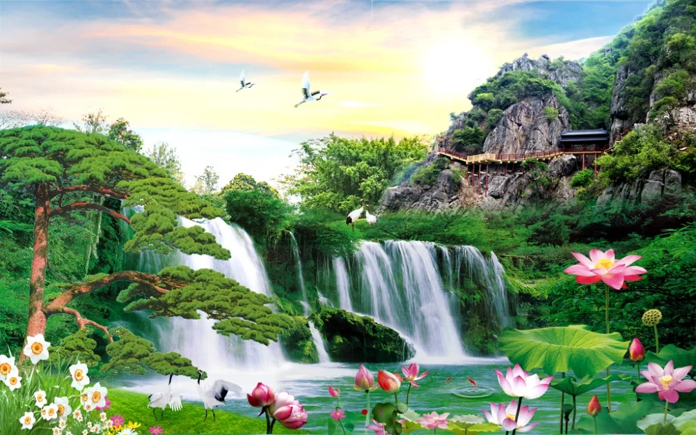 Gambar Pemandangan Air Terjun 3 Dimensi